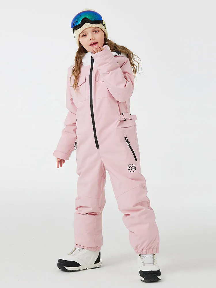 Kid's Unisex One Piece Snow Suits Half-zip Snow Jumpsuits