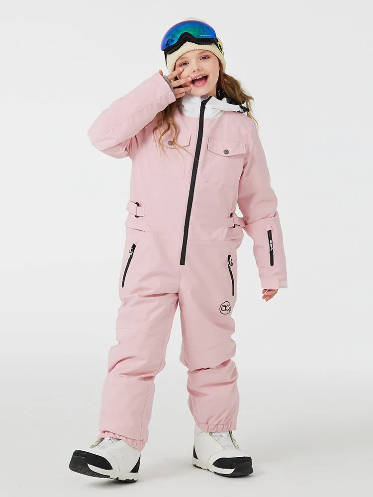 Kid's Unisex One Piece Snow Suits Half-zip Snow Jumpsuits