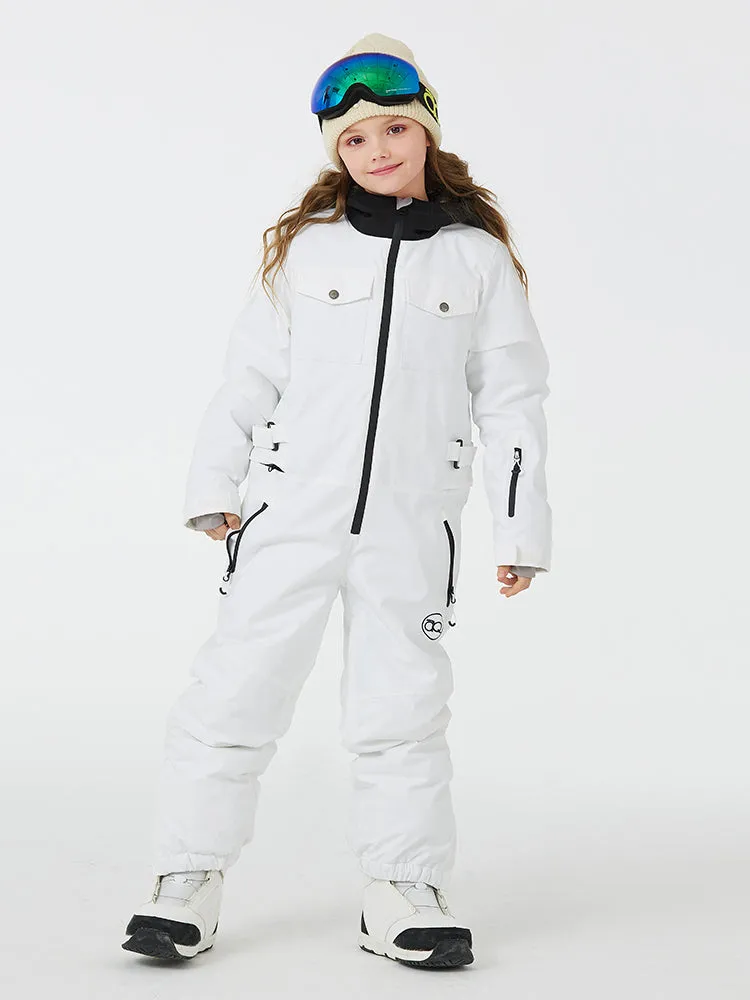 Kid's Unisex One Piece Snow Suits Half-zip Snow Jumpsuits