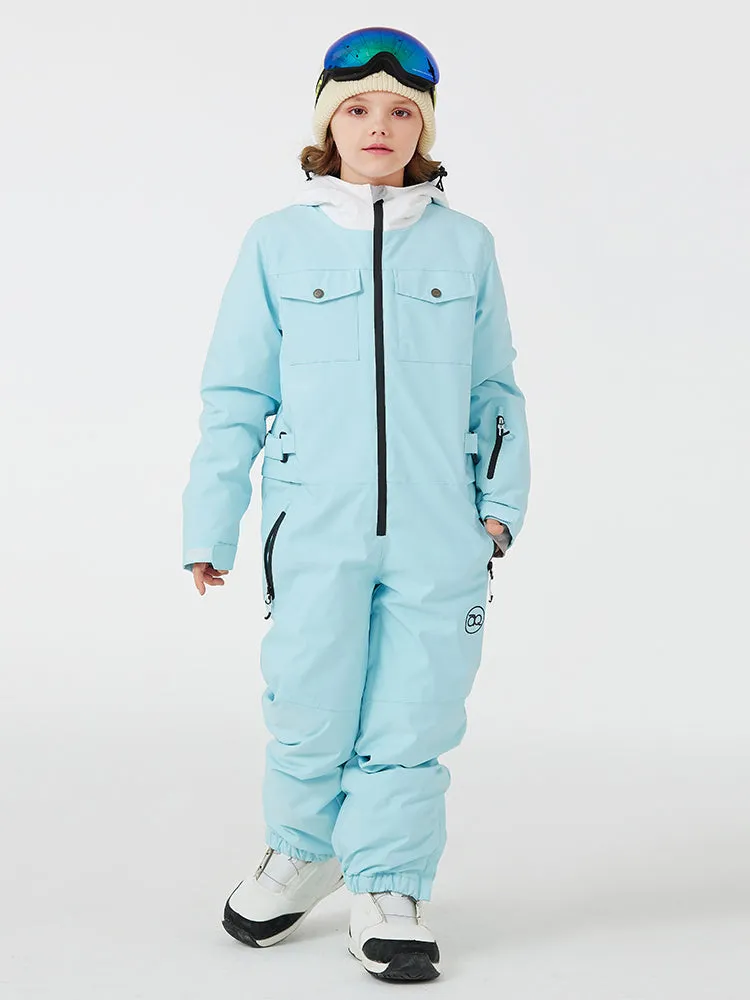 Kid's Unisex One Piece Snow Suits Half-zip Snow Jumpsuits