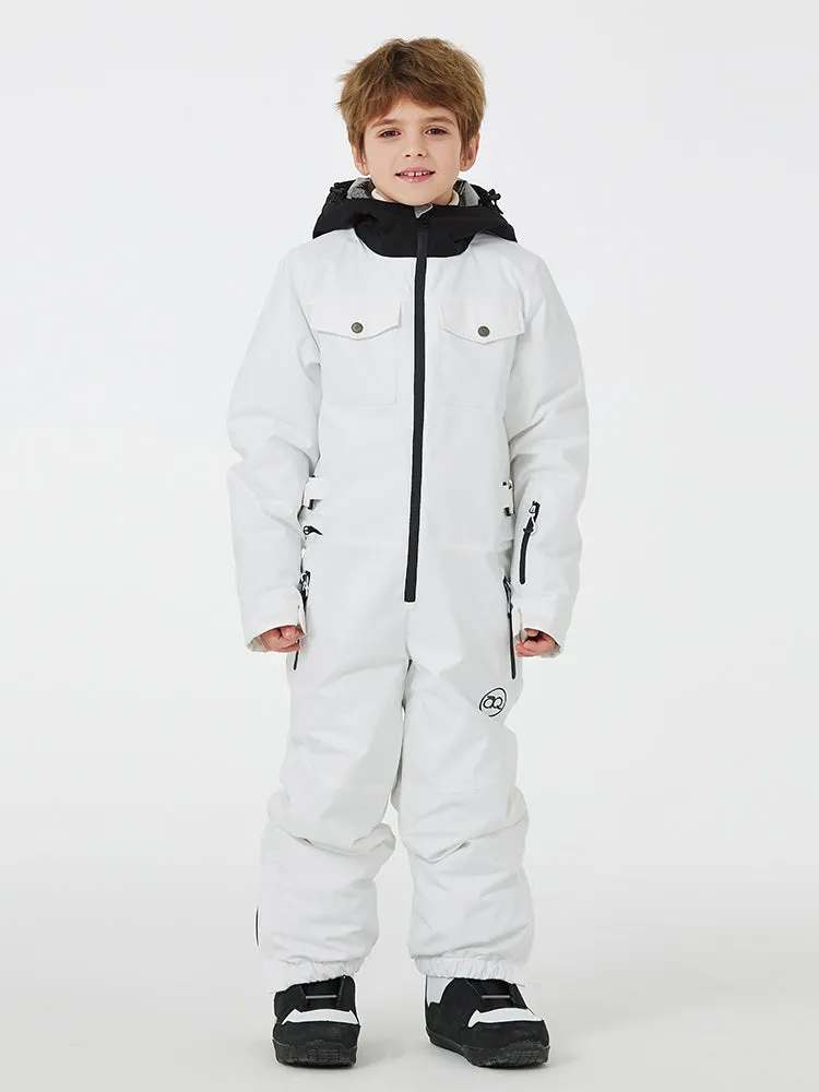 Kid's Unisex One Piece Snow Suits Half-zip Snow Jumpsuits