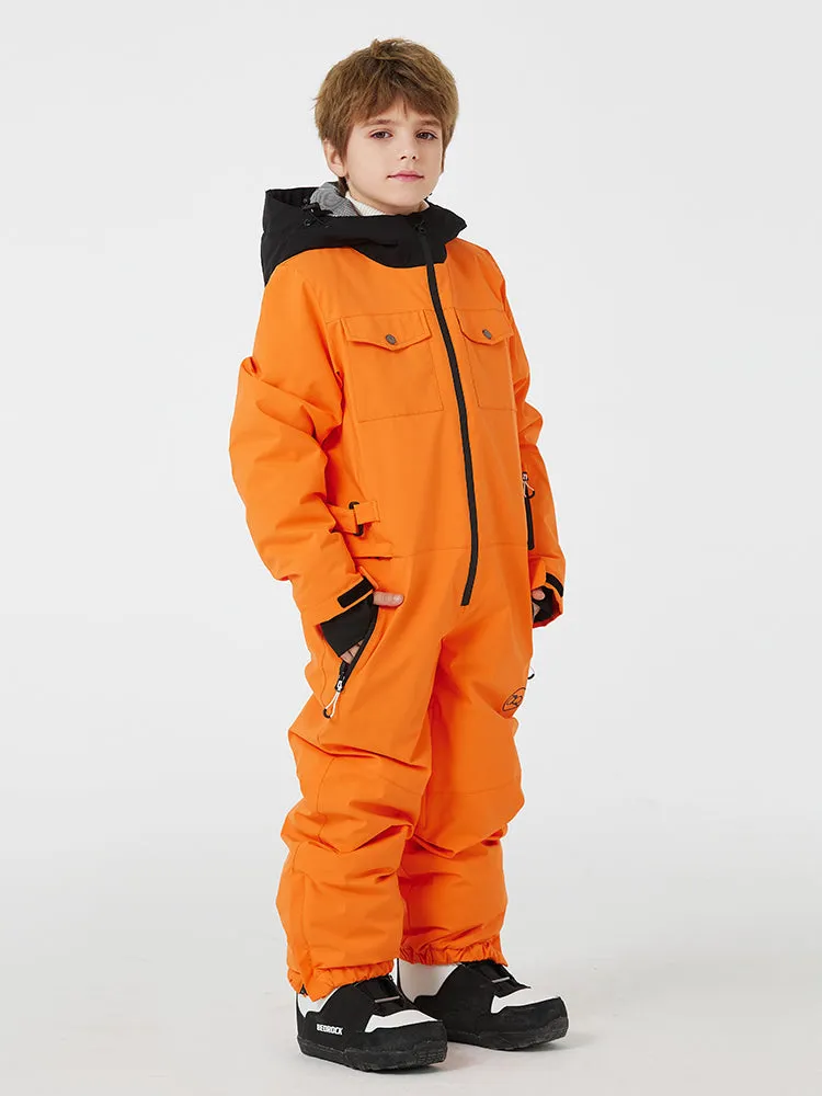 Kid's Unisex One Piece Snow Suits Half-zip Snow Jumpsuits