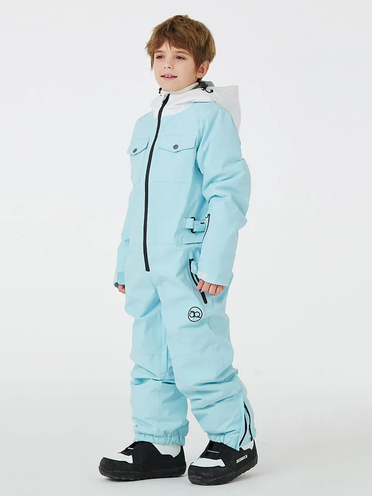 Kid's Unisex One Piece Snow Suits Half-zip Snow Jumpsuits