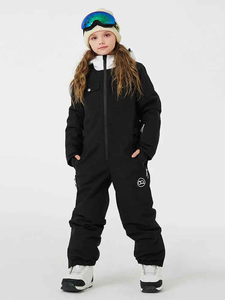 Kid's Unisex One Piece Snow Suits Half-zip Snow Jumpsuits