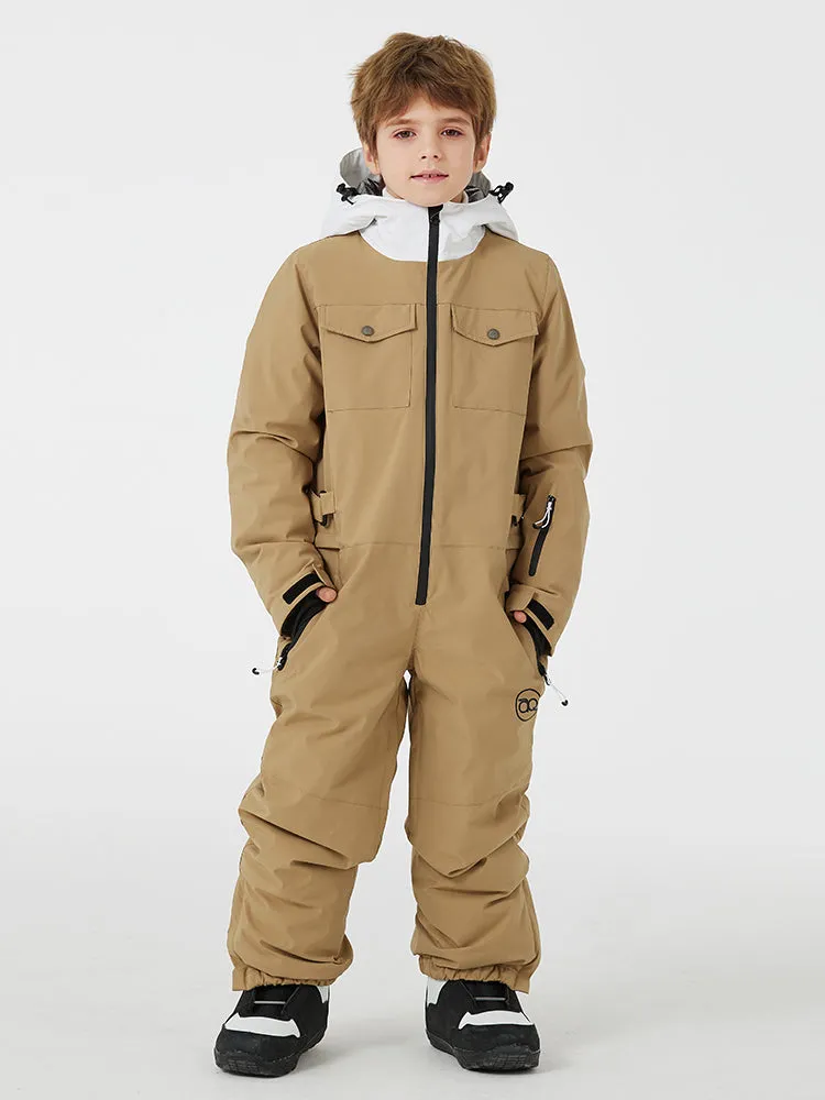 Kid's Unisex One Piece Snow Suits Half-zip Snow Jumpsuits