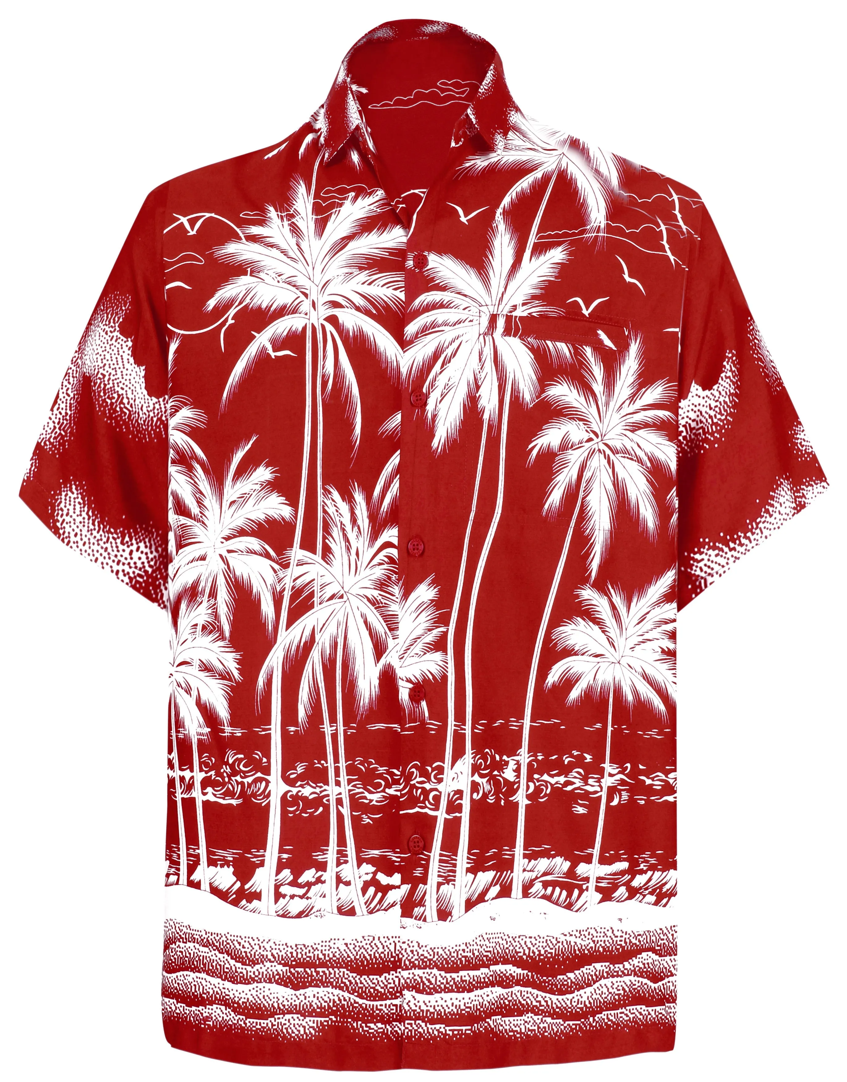 LA LEELA Men Casual Friday Beach hawaiian Shirt for Aloha Tropical Beach front Short sleeve Red