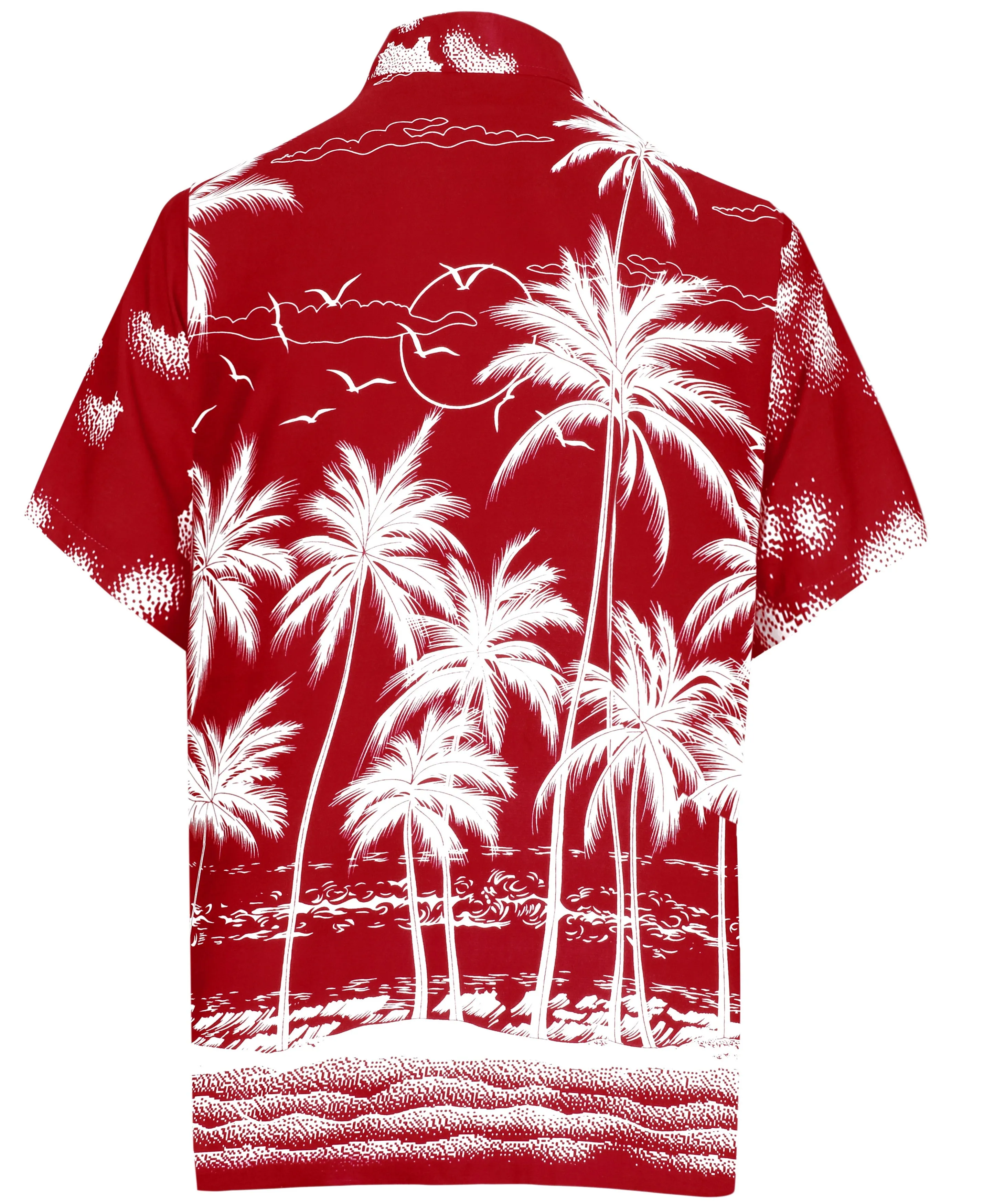 LA LEELA Men Casual Friday Beach hawaiian Shirt for Aloha Tropical Beach front Short sleeve Red