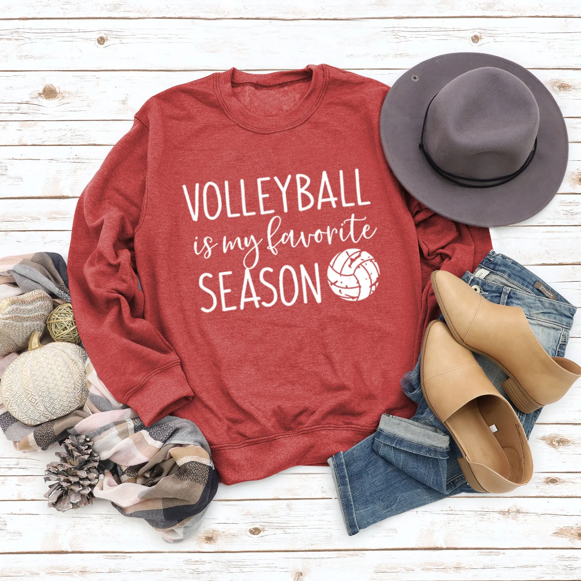 LETTERS FASHION WOMEN'S VOLLEYBALL Is My Round Neck Autumn Winter Underlay Long Sleeve Loose Sweater