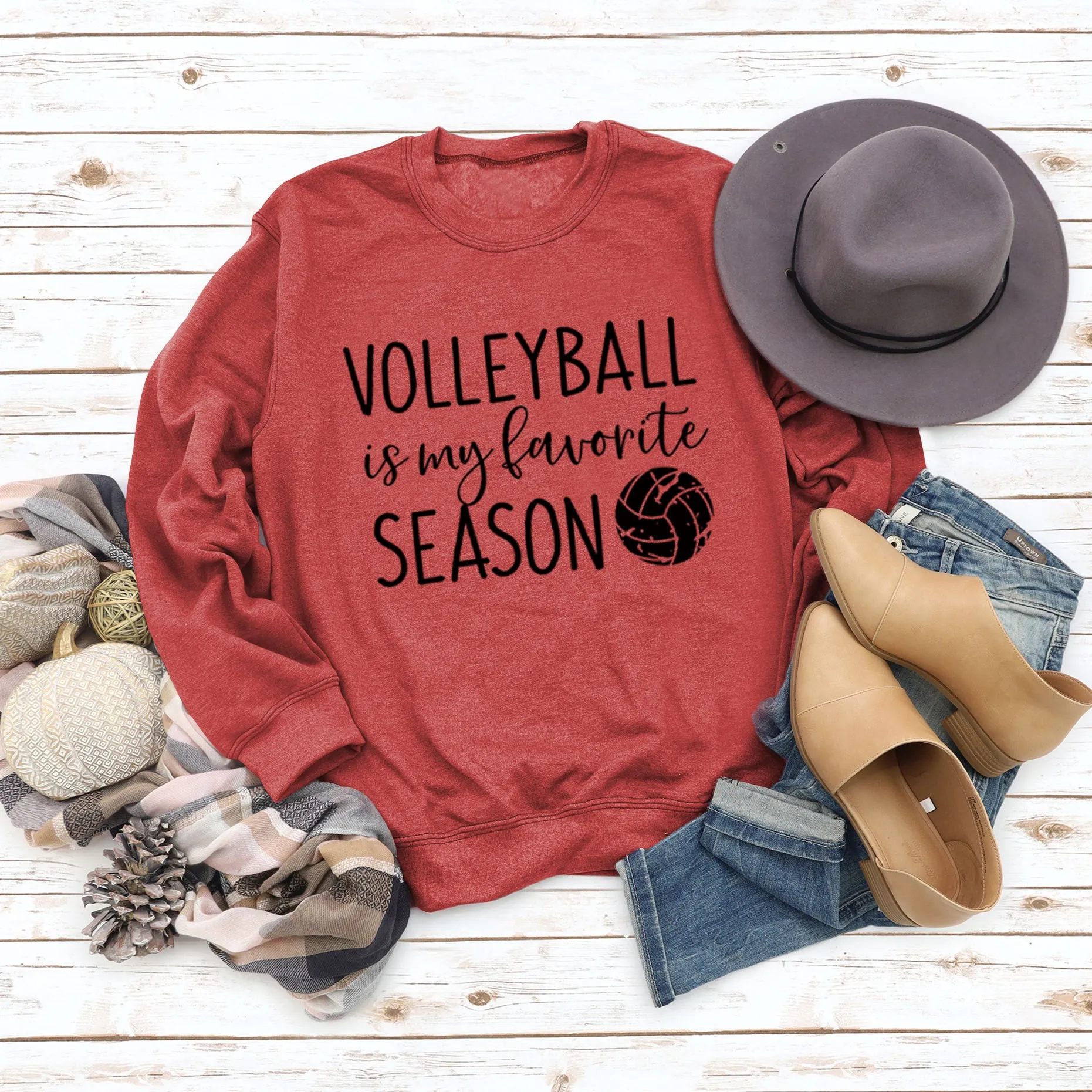 LETTERS FASHION WOMEN'S VOLLEYBALL Is My Round Neck Autumn Winter Underlay Long Sleeve Loose Sweater