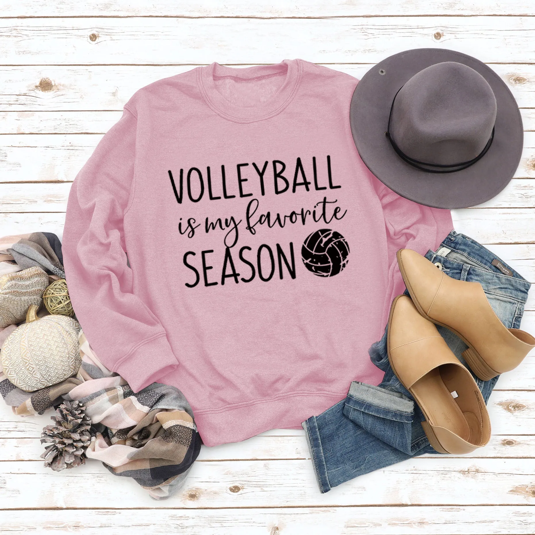 LETTERS FASHION WOMEN'S VOLLEYBALL Is My Round Neck Autumn Winter Underlay Long Sleeve Loose Sweater