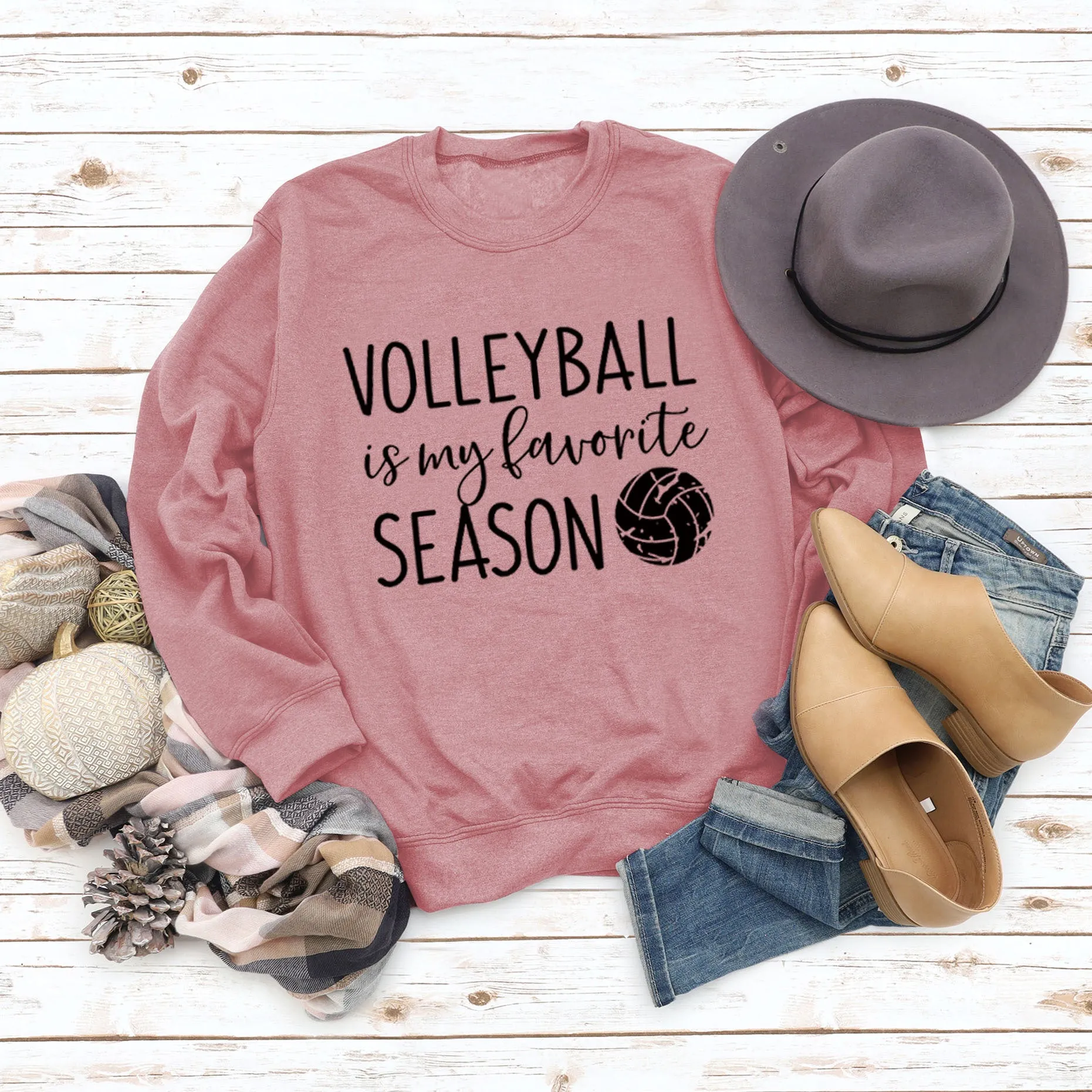 LETTERS FASHION WOMEN'S VOLLEYBALL Is My Round Neck Autumn Winter Underlay Long Sleeve Loose Sweater