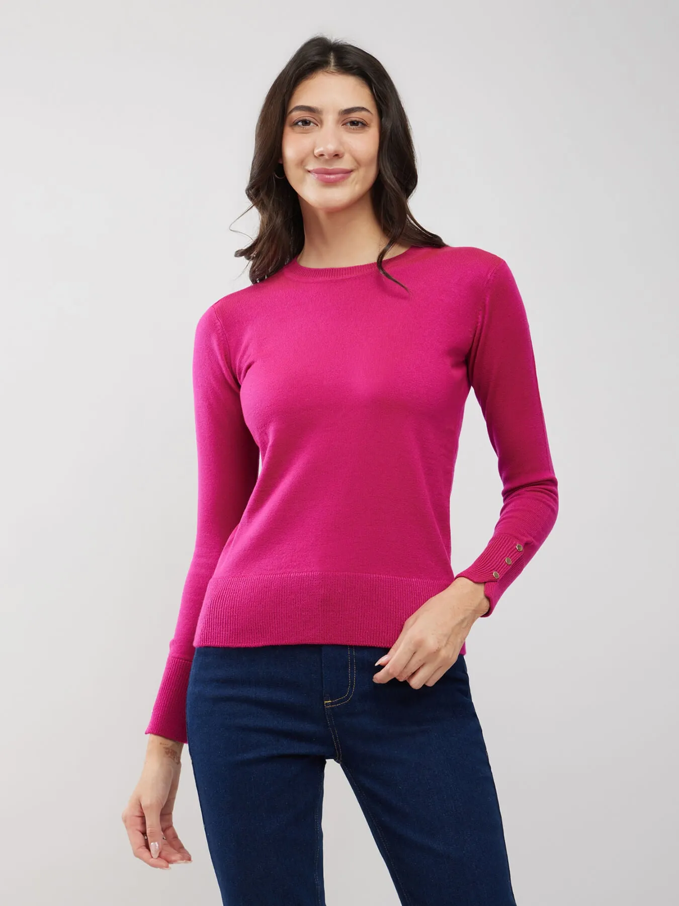 LivSoft Button Detail Sweater - Pink