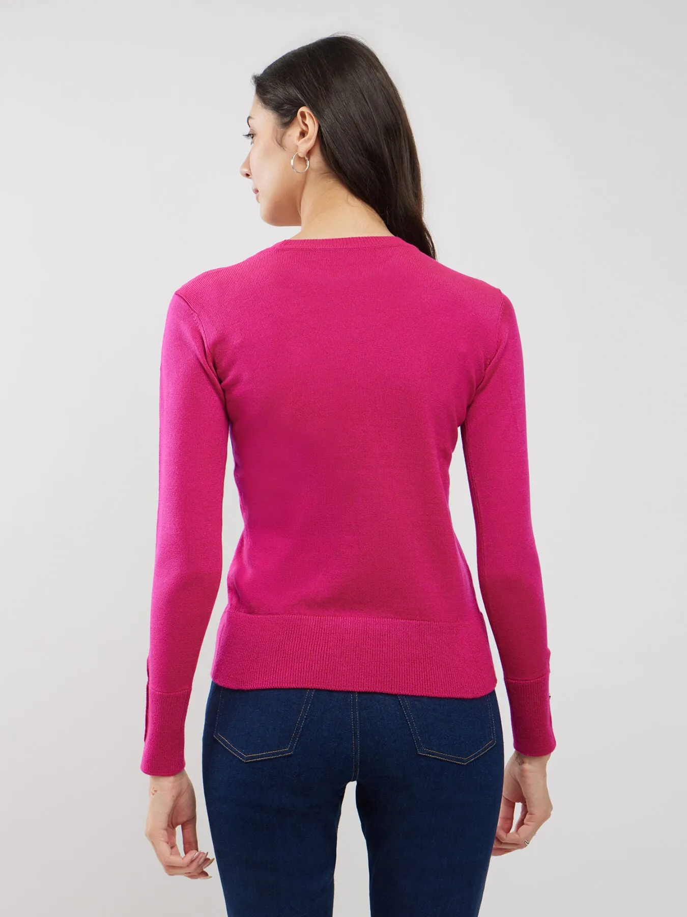 LivSoft Button Detail Sweater - Pink