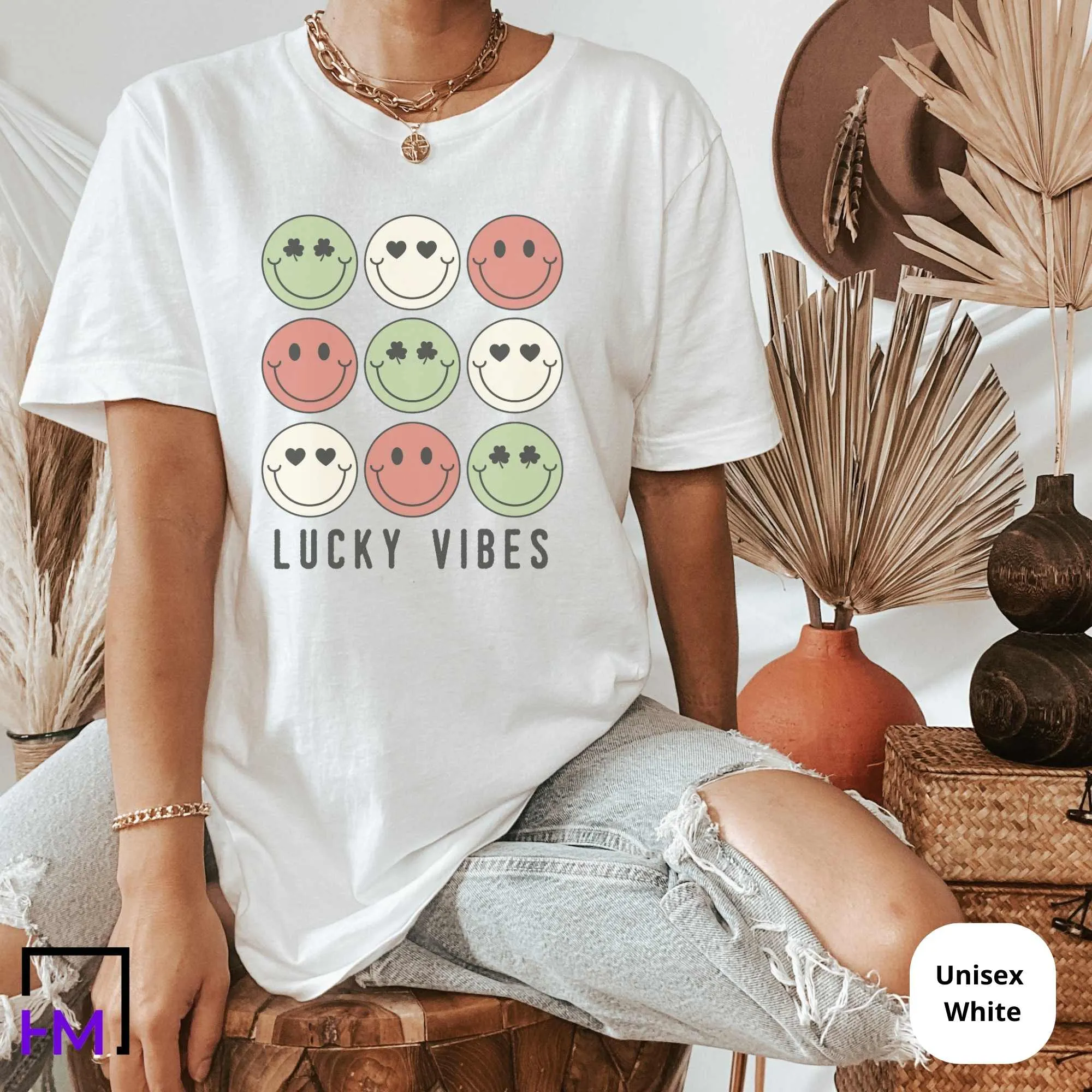 Lucky Vibes, Funny Retro St. Patty's Day Shirt, Lucky Clover Shirt, Shamrock Clover Shirt, Funny St. Patrick's Day Shirt