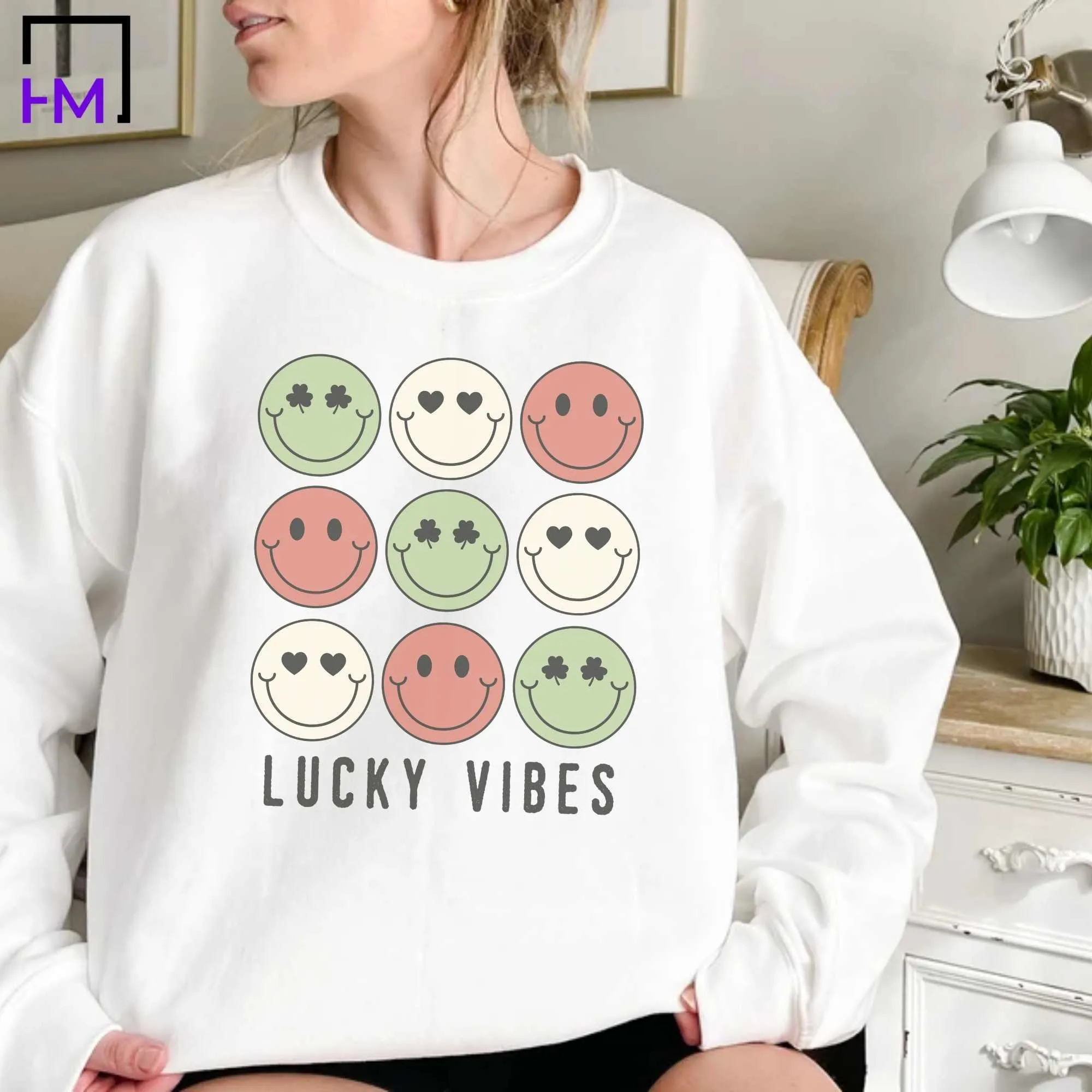 Lucky Vibes, Funny Retro St. Patty's Day Shirt, Lucky Clover Shirt, Shamrock Clover Shirt, Funny St. Patrick's Day Shirt