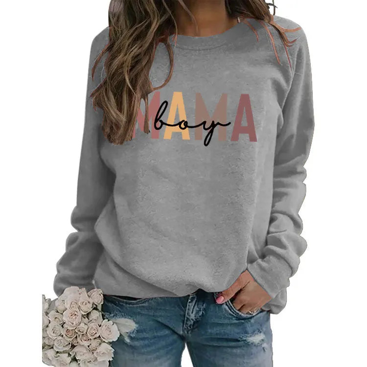 Mama Boy Fashion Round Neck Large Women's Sweater Printed Loose Sweater