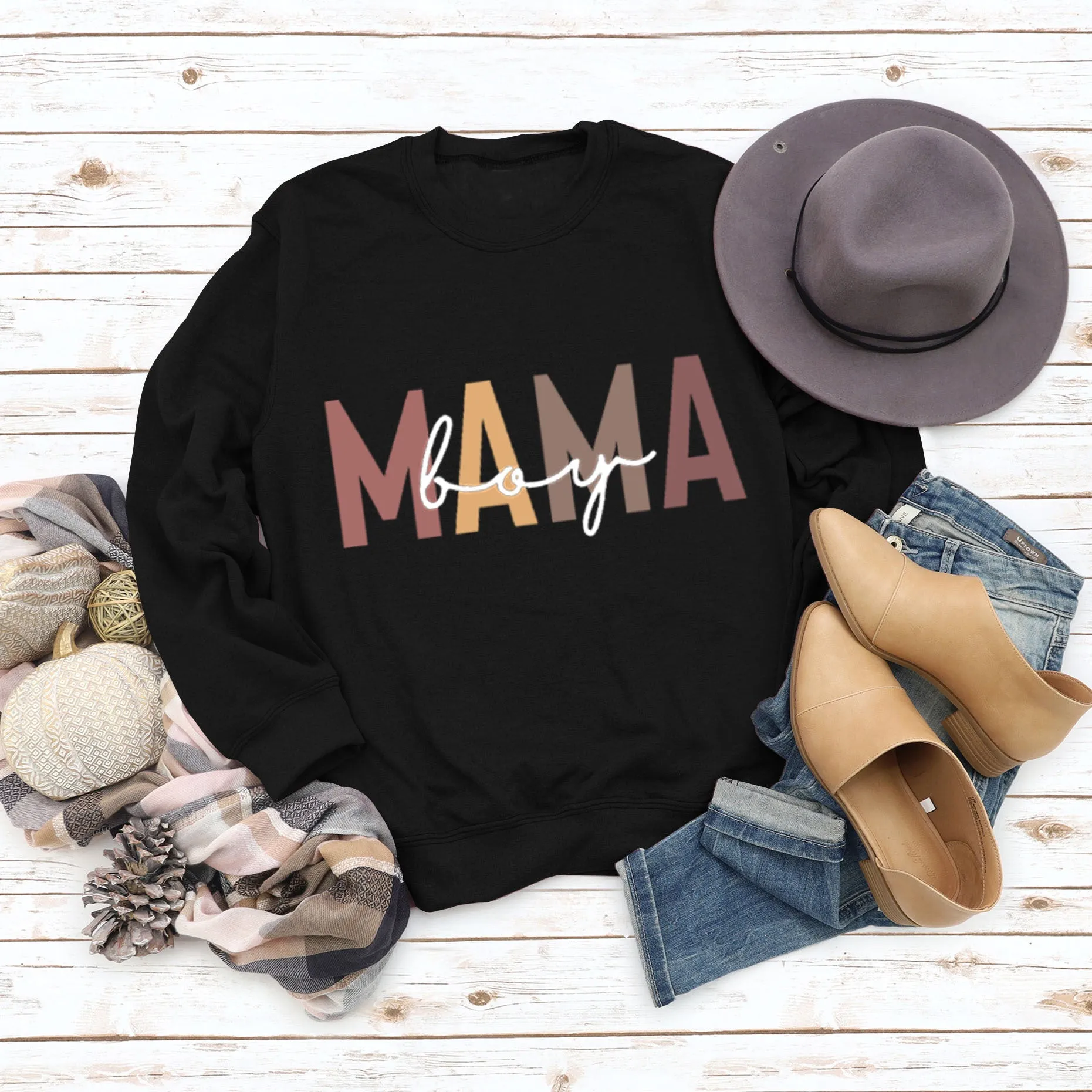 Mama Boy Fashion Round Neck Large Women's Sweater Printed Loose Sweater