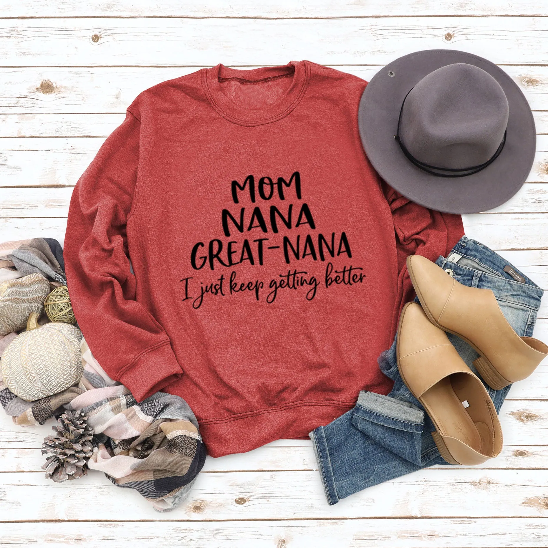 MOM NANA GREAT NANA LETTERS FASHION CREW NECK LONG SLEEVE SWEATER