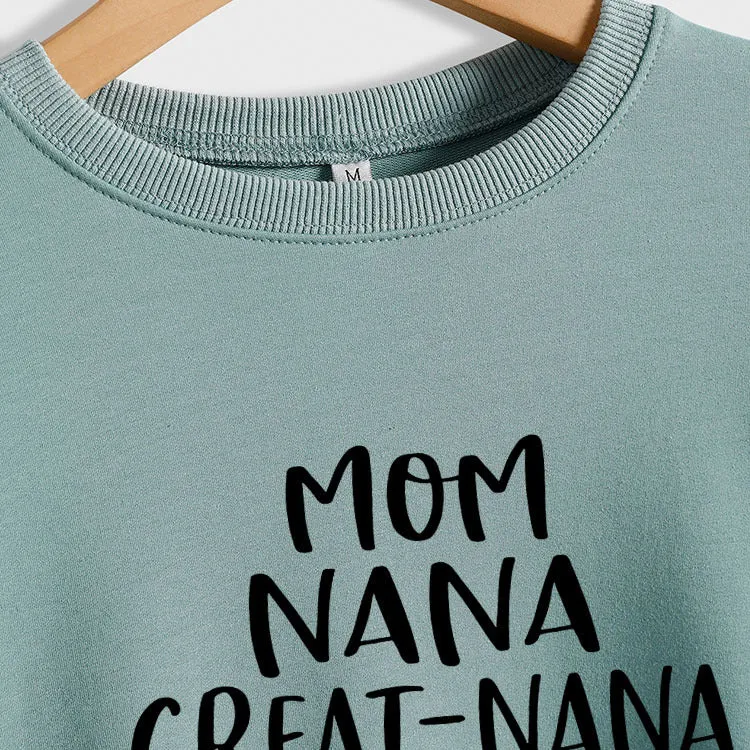 MOM NANA GREAT NANA LETTERS FASHION CREW NECK LONG SLEEVE SWEATER