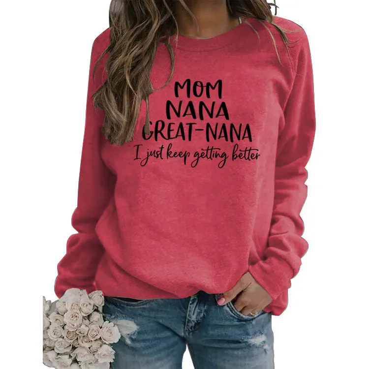 MOM NANA GREAT NANA LETTERS FASHION CREW NECK LONG SLEEVE SWEATER