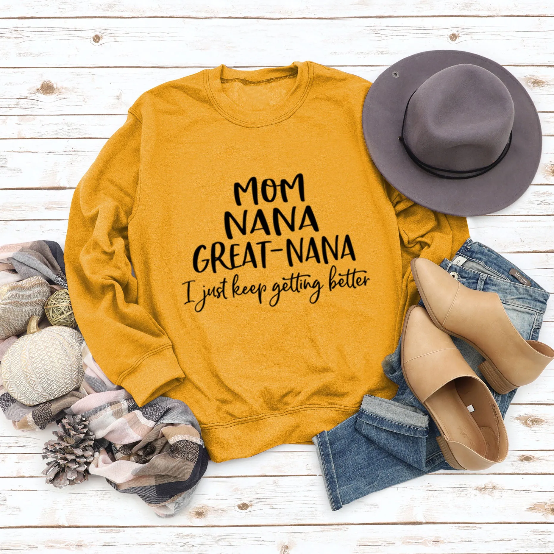 MOM NANA GREAT NANA LETTERS FASHION CREW NECK LONG SLEEVE SWEATER