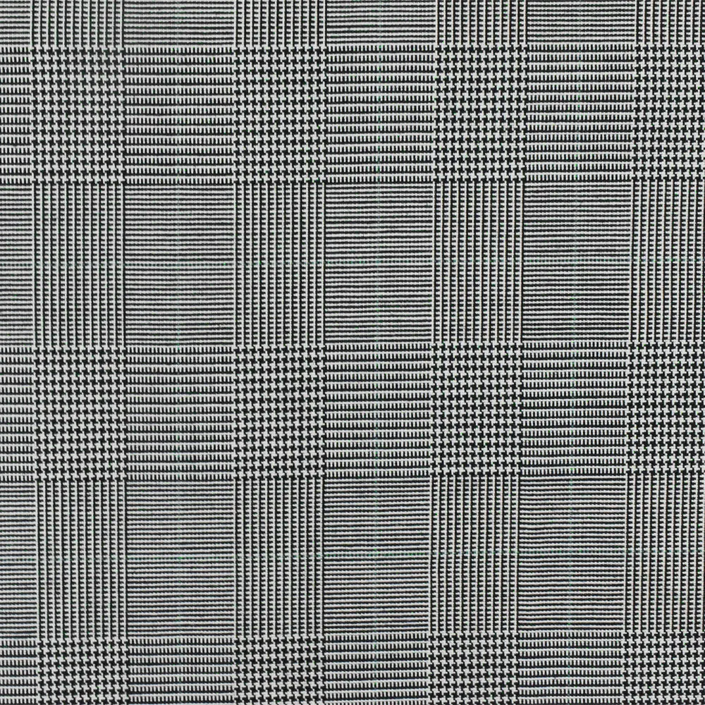 Nature Black-White-Green Glen Plaid Wool Polyester Woven Suiting Fabric