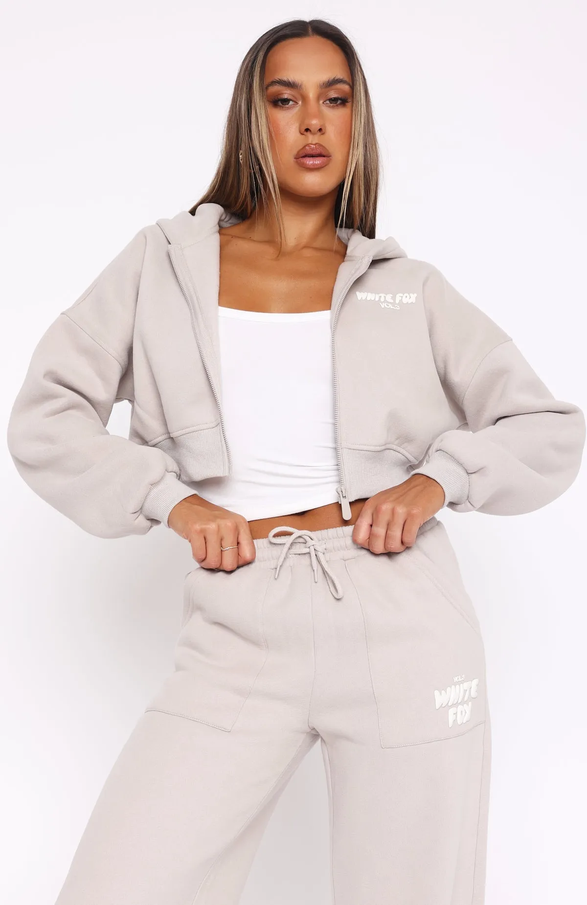 Offstage Cropped Zip Hoodie Moon