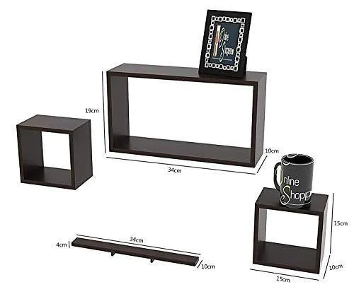 Onlineshoppee Rafuf Floating Wall Shelf with 4 Shelves (Brown)