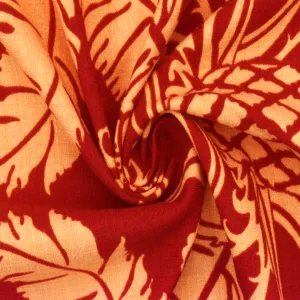 Orange-Red Pineapple Printed Cross-Hatch Woven Fabric