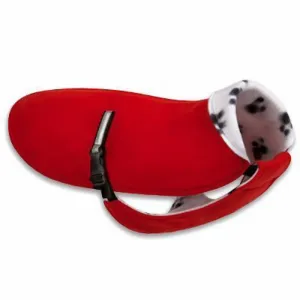 Original Fleece Dog Coat Red With Pawprint 8"