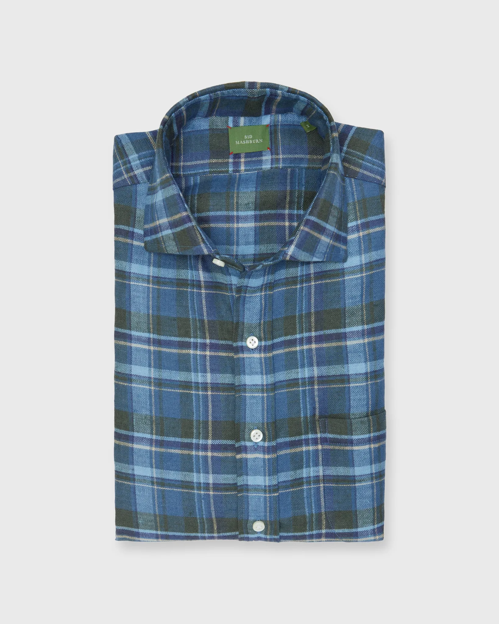 Otto Handmade Sport Shirt in Slate/Olive/Oat Brushed Plaid Flannel