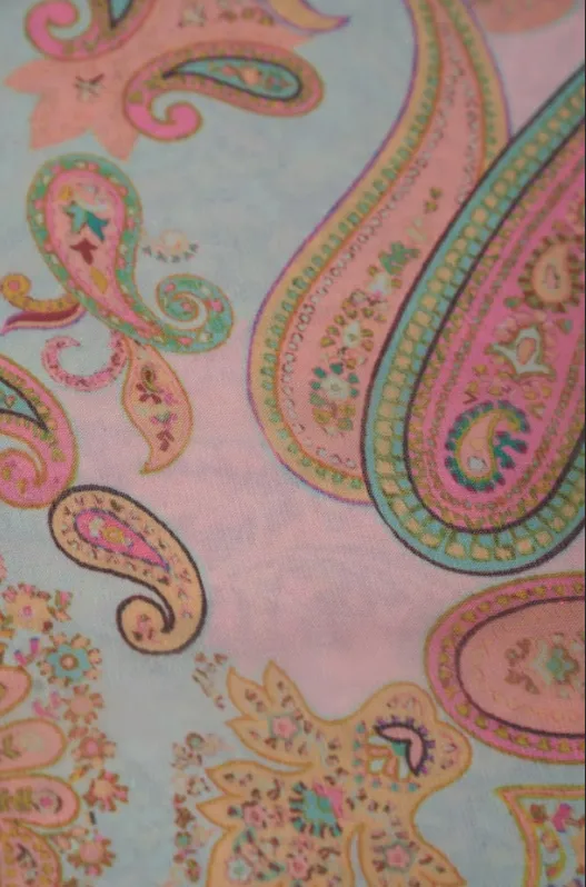 Pastel Color Paisley Digital Printed Twinkle Organza Fabric