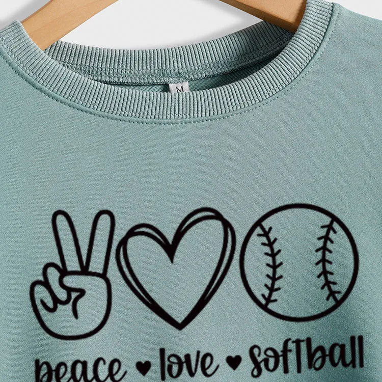 Peace Love Softball Letters Loose Bottoming Long-sleeved Sweater Women