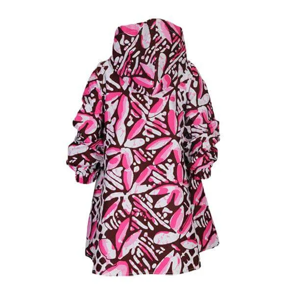 PINK LONG SLEEVE ANKARA HOODIE DRESS