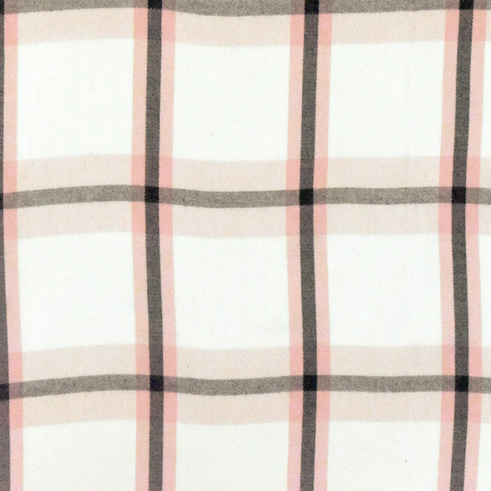 Pink-White-Black Famous Designer Plaid Rayon Twill Shirting Woven Fabric