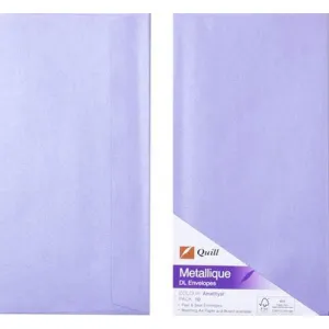 Quill Dl Metallique Envelopes Amethyst Pack 10