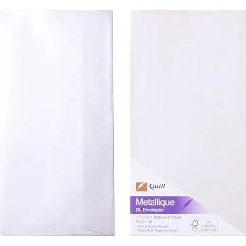 Quill Dl Metallique Envelopes Mother of Pearl Pack 10