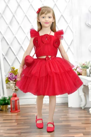 Rani Red Layered Frock for Little Princess