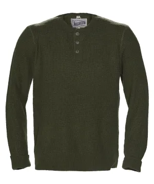 Schott NYC Men's Wool Button Henley Sweater - Moss