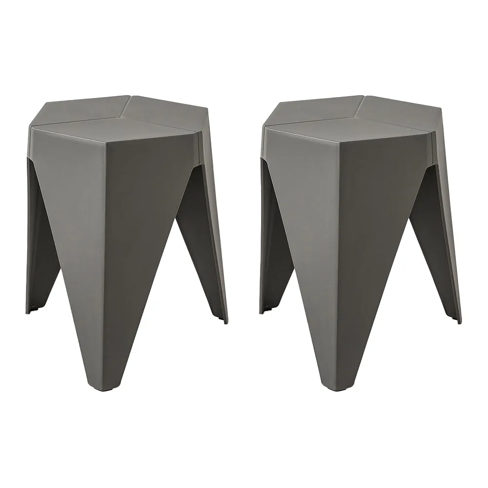 Set of 2 Bar Stools Puzzle Plastic Foot Stool - Grey