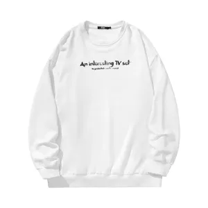 Simple basic cartoon TV letter-printed pullover round neck hoodie