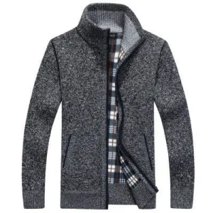 Stand Collar Men's Cardigan Sweater