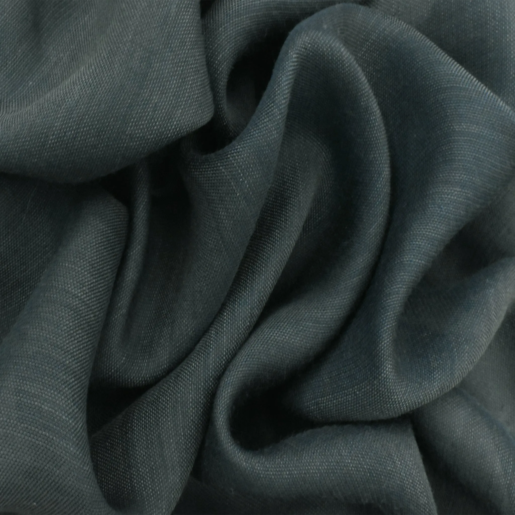 Stormy Blue Polyester Solid Semi-Sheer Woven Fabric