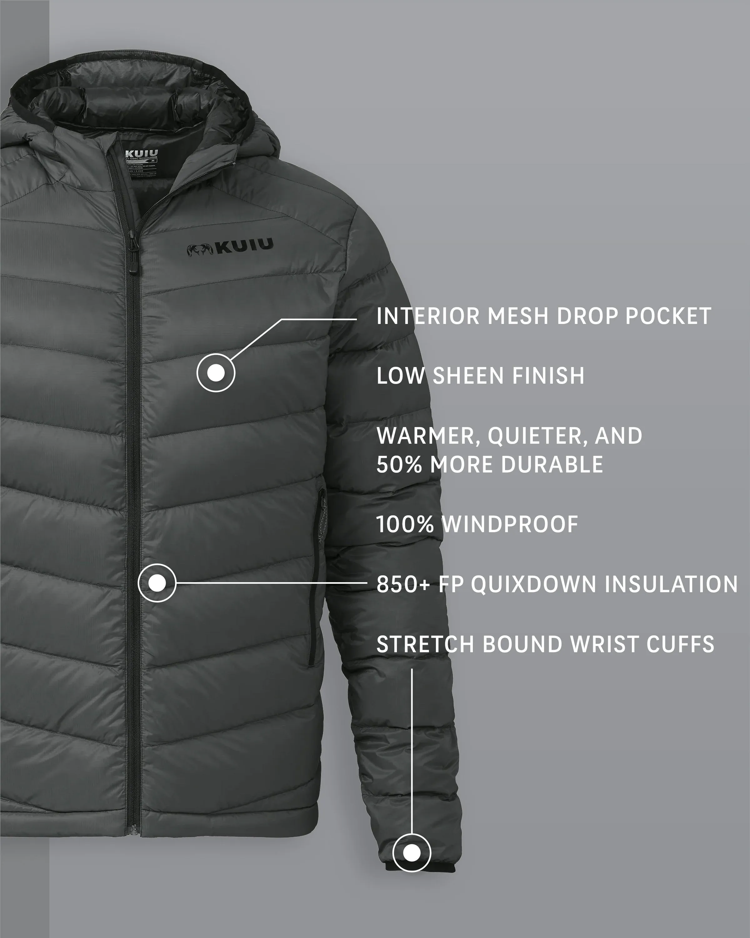 Super Down LT Hooded Jacket | Gunmetal