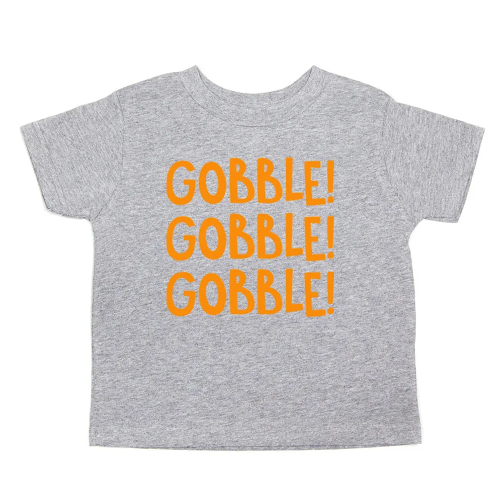 Thanksgiving Multicolored Gobble Toddler Short Sleeve T-Shirt