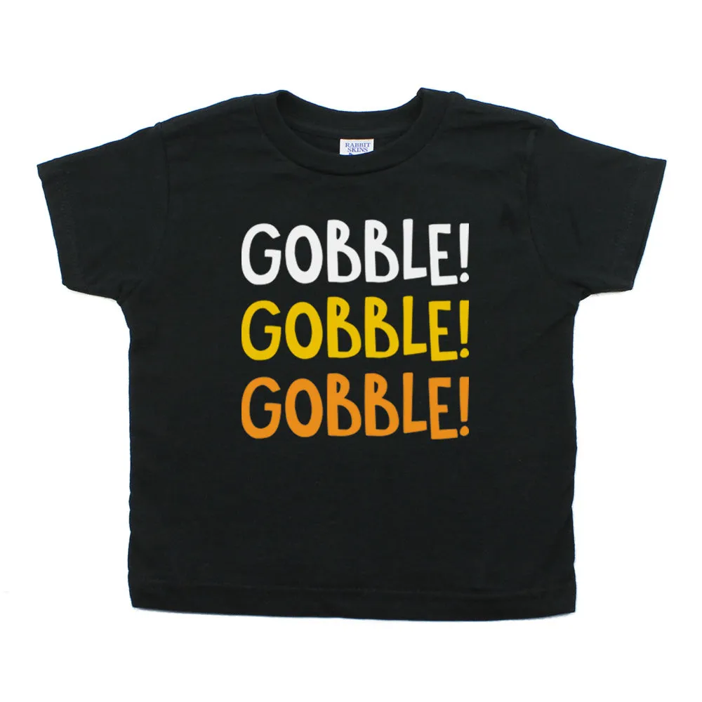 Thanksgiving Multicolored Gobble Toddler Short Sleeve T-Shirt