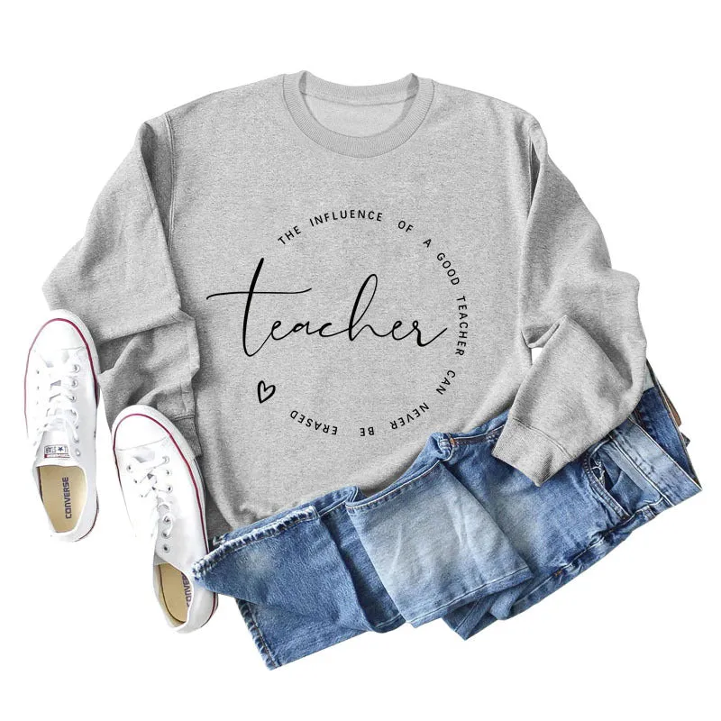 THE INFLUENCE OF LETTERS LOOSE ROUND NECK LONG SLEEVE OVERSIZE SWEATSHIRT