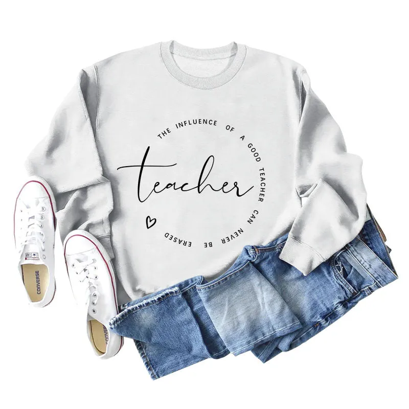 THE INFLUENCE OF LETTERS LOOSE ROUND NECK LONG SLEEVE OVERSIZE SWEATSHIRT