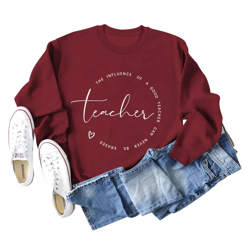 THE INFLUENCE OF LETTERS LOOSE ROUND NECK LONG SLEEVE OVERSIZE SWEATSHIRT