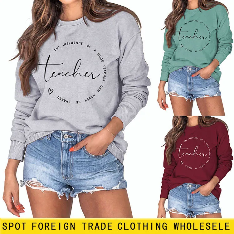 THE INFLUENCE OF LETTERS LOOSE ROUND NECK LONG SLEEVE OVERSIZE SWEATSHIRT